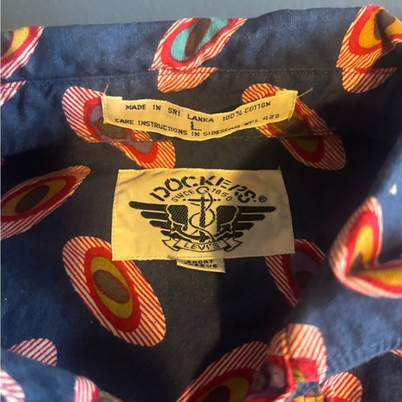 Dockers Men’s Short Sleeve Button Up. Large  100% Cotton.  Funky print! - Picture 3 of 6